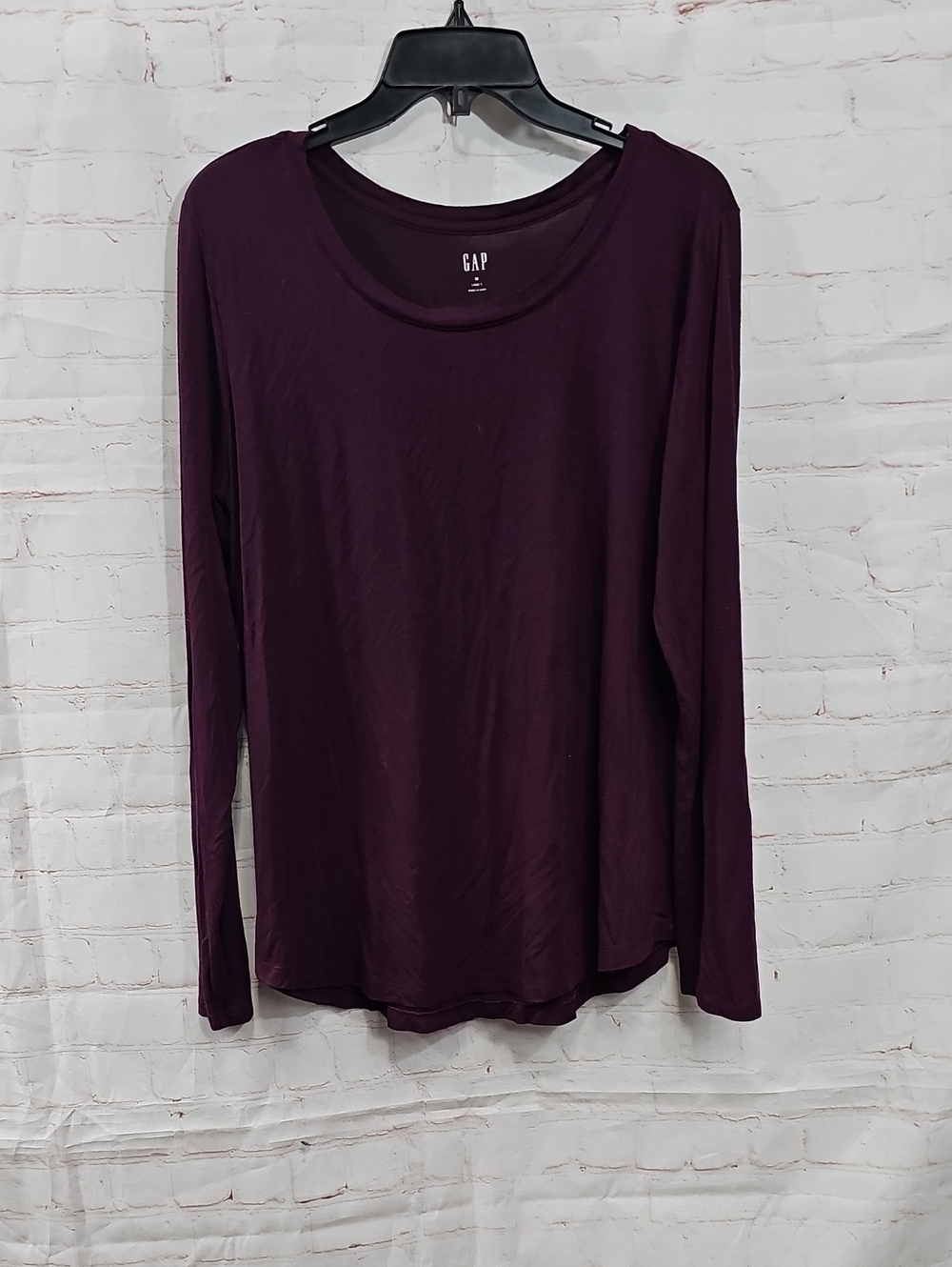 GAP Long Sleeve Scoop Neck Top - Plum